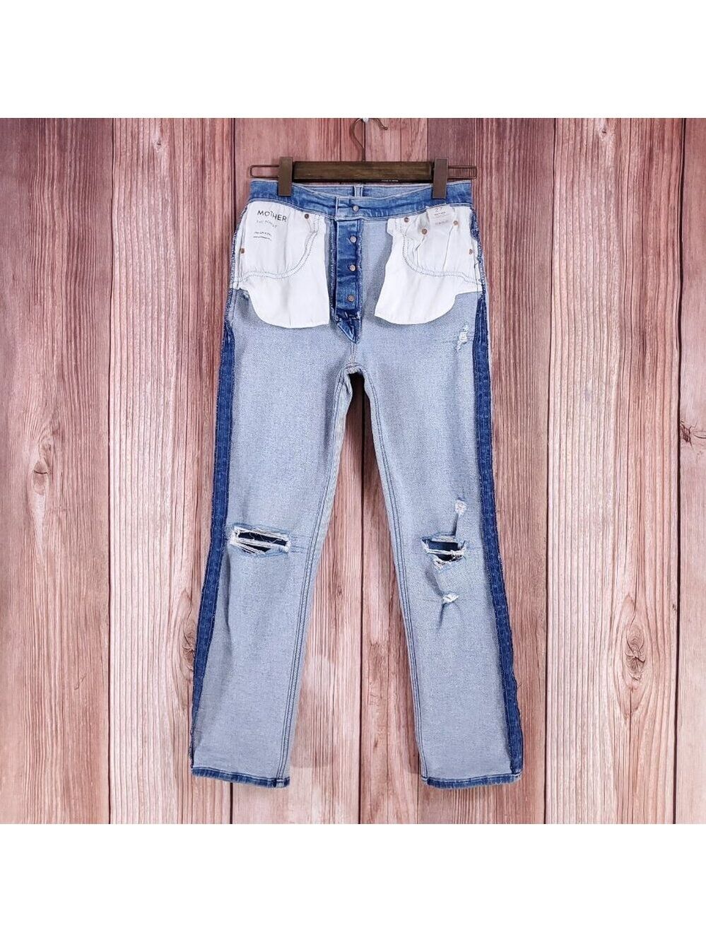 Mother Womens Size 27 The Tomcat Play Like A Pirate Straight Leg Jean Distressed - Picture 3 of 16